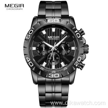 MEGIR Watch 2087 Casual Brand Stainless Steel Waterproof Watches Men Wrist Luxury Quartz Business Wristwatches Relogio Masculino